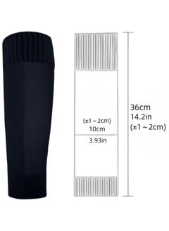 PYC Football Four Piece Set Skidproof Soccer Socks Nylon Pocket Shin Guard Sleeves Calf Compression Socks For Soccer Football Sports Adjustable Shin Guard Straps(Black)  - Image 3