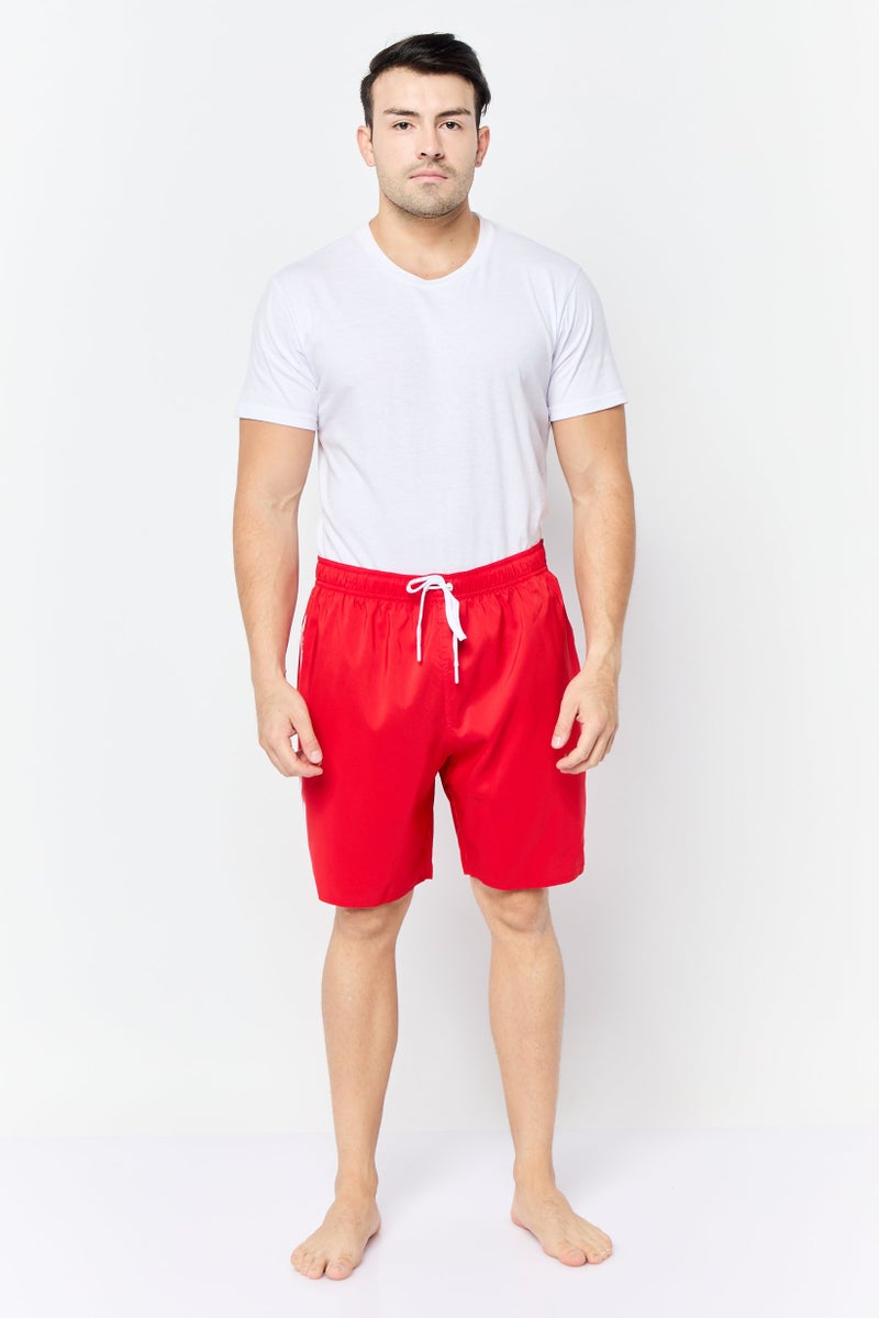 Adidas Men Sportswear Fit Brand Logo Board Shorts, Red - Image 3