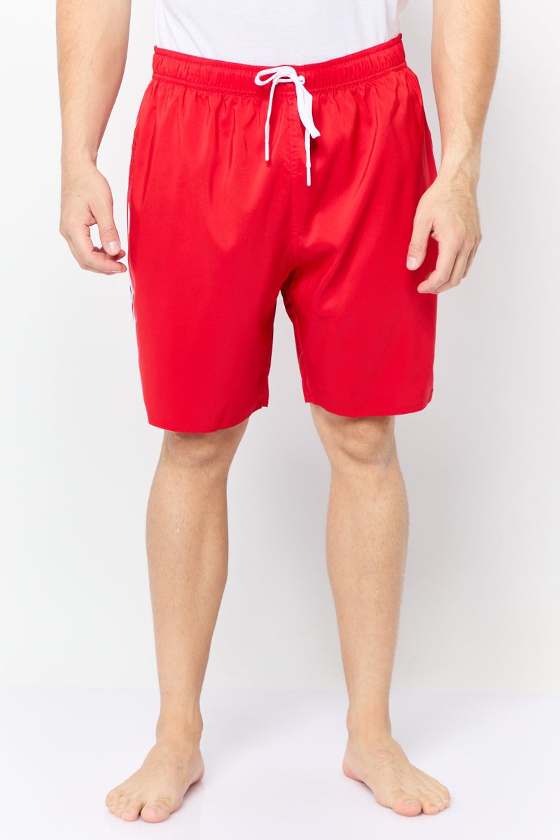Adidas Men Sportswear Fit Brand Logo Board Shorts, Red - Image 1