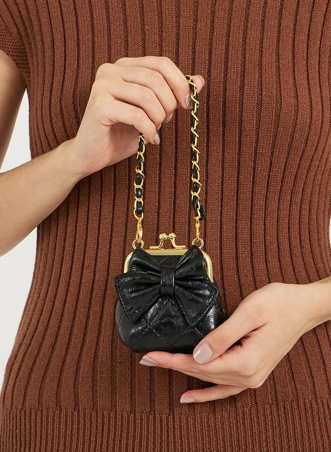 Styli Bow Accent Crossbody Bag with Chain Strap