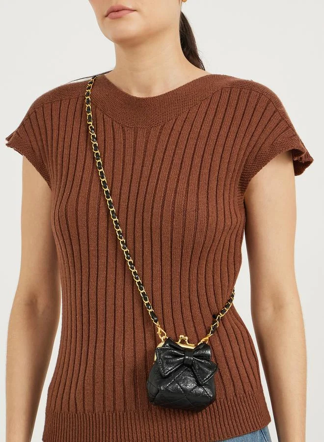 Styli Bow Accent Crossbody Bag with Chain Strap