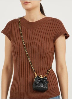 Styli Bow Accent Crossbody Bag with Chain Strap  - Image 3