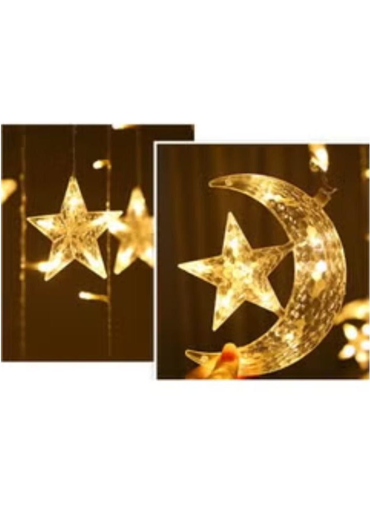 ACLIX Crescent Moon Star Curtain LED Fairy Lights Yellow 2.5meter - Image 2