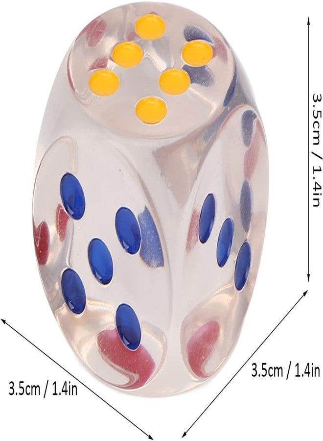 GLADBACK (30 MM) Jumbo Dice with Colored Dots, 6-Sided Transparent Dice, Fun Six-Sided Gaming Dice for Farkle, Dice Cube Perfect for Board Games, Casino, Snake and Ladders, Monopoly, More (Pack of 1) - Image 3