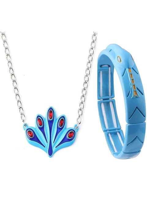 Anime Peacock Necklace and Snake Bracelet Set, Stylish Anime Peripheral Jewelry Necklace and Bracelet Set, Ideal Movie and Game Themed Gift for Girls