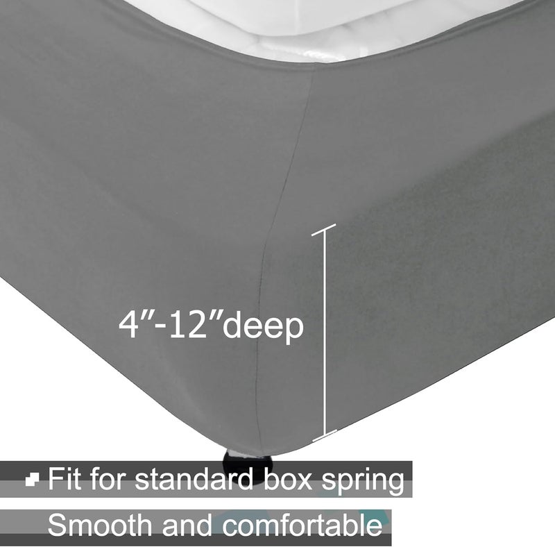 ALYVIA SPRING Box Spring Cover Twin/Twin XL Size - Jersey Knit & Stretchy Wrap Around 4 Sides Bed Skirt for Hotel & Home, Light Gray - Image 2