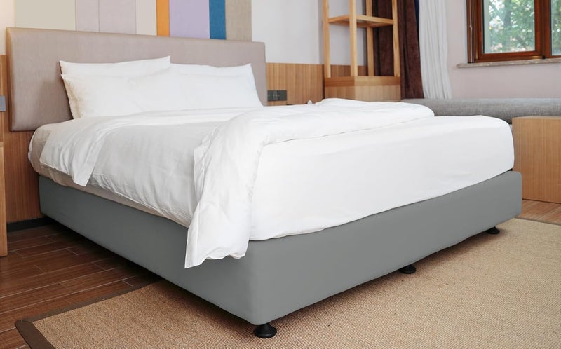 ALYVIA SPRING Box Spring Cover Twin/Twin XL Size - Jersey Knit & Stretchy Wrap Around 4 Sides Bed Skirt for Hotel & Home, Light Gray - Image 5