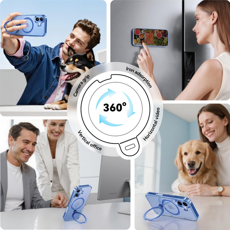 CASEKOO Mist Blue Designed for iPhone 17 Case with 360 Spin Magnetic Stand [Fit for MagSafe][17FT Military Protection] Slim Polished Frame Titanium Alloy Sturdy Stand 6.3'', Mist Blue - Image 5