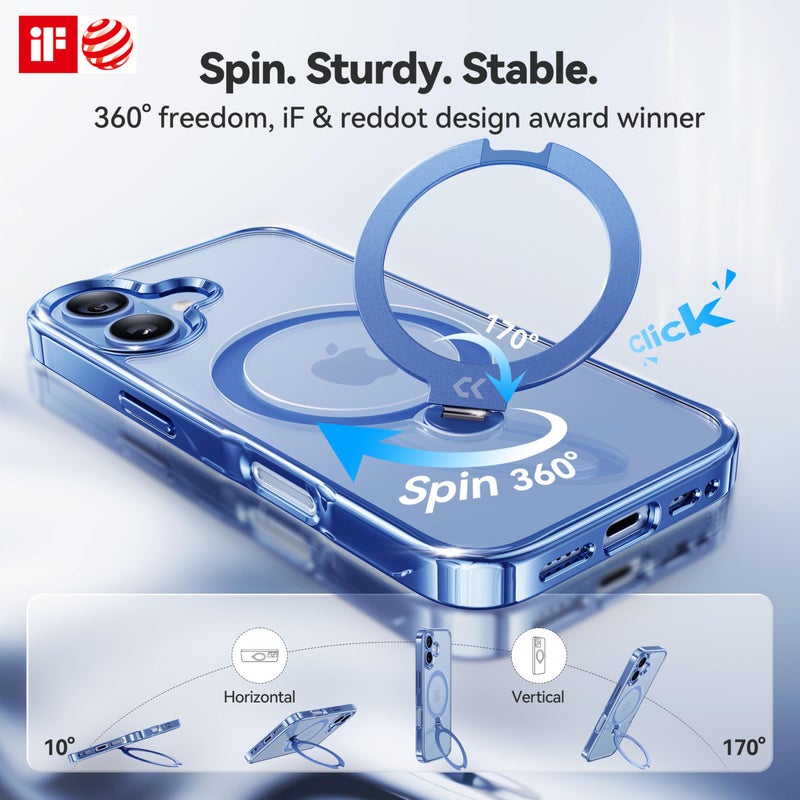 CASEKOO Mist Blue Designed for iPhone 17 Case with 360 Spin Magnetic Stand [Fit for MagSafe][17FT Military Protection] Slim Polished Frame Titanium Alloy Sturdy Stand 6.3'', Mist Blue - Image 3