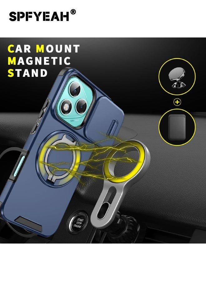 اس بي اف يا. [2 في 1] جراب Honor 400 Lite مع واقي شاشة للخصوصية، غطاء كاميرا منزلق، حامل دائري مدمج يدور 360 درجة، غطاء خلفي مقاوم للصدمات عالي التحمل لهاتف Honor 400 Lite 5G مقاس 6.7 بوصة (أزرق، عبوة من 1+1) - Image 4