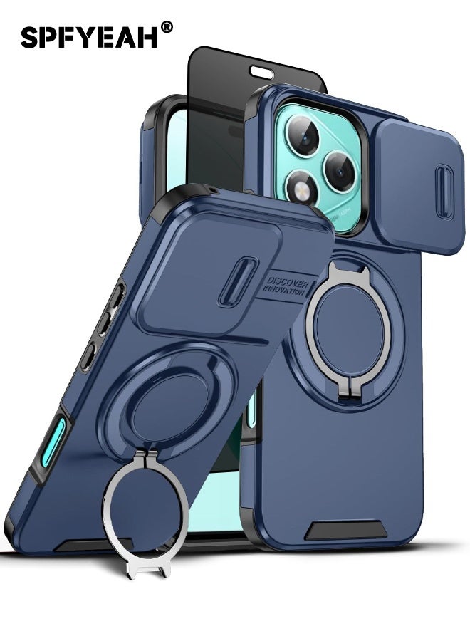 اس بي اف يا. [2 في 1] جراب Honor 400 Lite مع واقي شاشة للخصوصية، غطاء كاميرا منزلق، حامل دائري مدمج يدور 360 درجة، غطاء خلفي مقاوم للصدمات عالي التحمل لهاتف Honor 400 Lite 5G مقاس 6.7 بوصة (أزرق، عبوة من 1+1) - Image 1