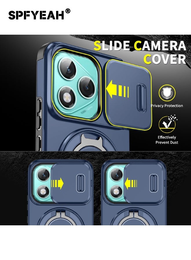 اس بي اف يا. [2 في 1] جراب Honor 400 Lite مع واقي شاشة للخصوصية، غطاء كاميرا منزلق، حامل دائري مدمج يدور 360 درجة، غطاء خلفي مقاوم للصدمات عالي التحمل لهاتف Honor 400 Lite 5G مقاس 6.7 بوصة (أزرق، عبوة من 1+1) - Image 5