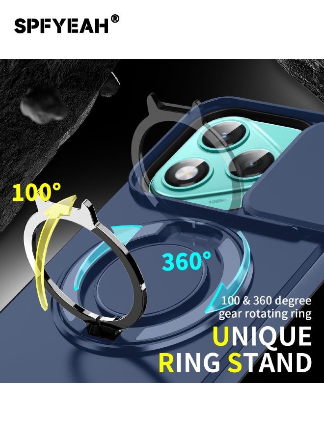 اس بي اف يا. [2 في 1] جراب Honor 400 Lite مع واقي شاشة للخصوصية، غطاء كاميرا منزلق، حامل دائري مدمج يدور 360 درجة، غطاء خلفي مقاوم للصدمات عالي التحمل لهاتف Honor 400 Lite 5G مقاس 6.7 بوصة (أزرق، عبوة من 1+1) - Image 3