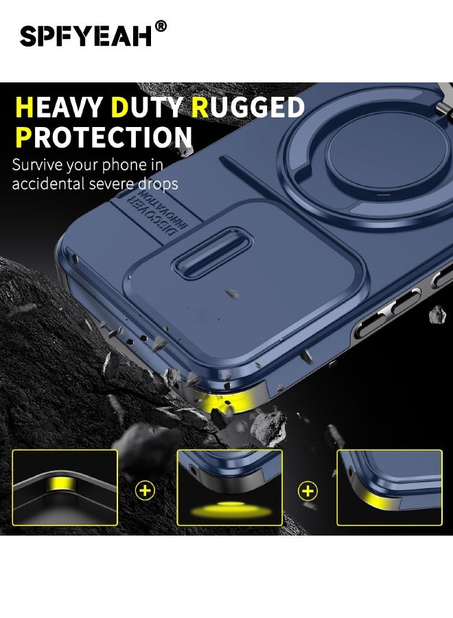 اس بي اف يا. [2 في 1] جراب Honor 400 Lite مع واقي شاشة للخصوصية، غطاء كاميرا منزلق، حامل دائري مدمج يدور 360 درجة، غطاء خلفي مقاوم للصدمات عالي التحمل لهاتف Honor 400 Lite 5G مقاس 6.7 بوصة (أزرق، عبوة من 1+1) - Image 2