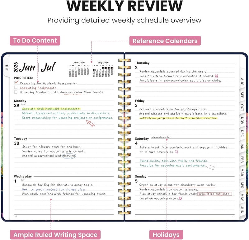 ZOTIA Planner 2026-2027, Monthly and Weekly Academic Planner July 2026 - June 2027, Hardcover Student Teacher Planning Agenda Calendar Book with Tabs, Perfect for Office School Supplies, A5 (6.3" x 8.5 - Image 3