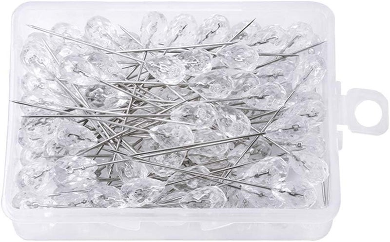 klarako Corsage Pins Rhinestone Flower Pins Straight Head Pins for DIY Wedding Bouquet Craft Decoration 100Pcs - Image 1