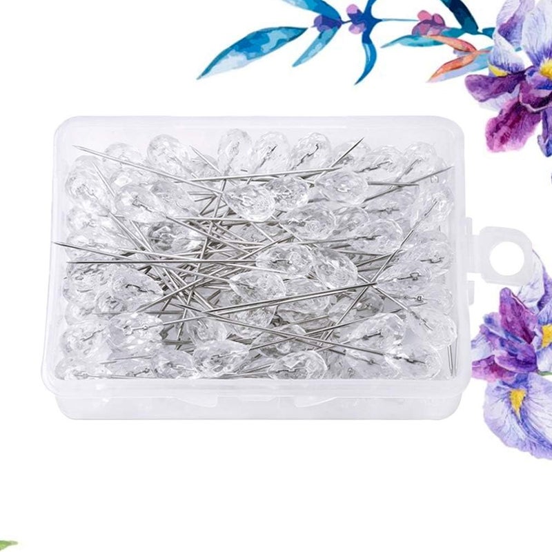klarako Corsage Pins Rhinestone Flower Pins Straight Head Pins for DIY Wedding Bouquet Craft Decoration 100Pcs - Image 5