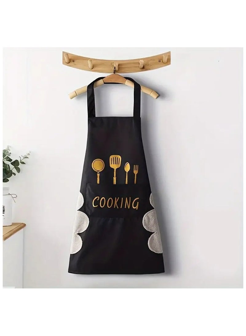 2 Pack Kitchen Apron with Hand Wipe, Water-drop Resistant with 2 Pockets Cooking Bib Aprons for Women Men Chef - Image 3
