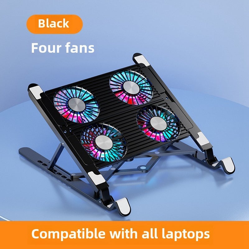Loquat 2022 Bestseller Laptop Stand Cooler Foldable Notebook Cooling Fan Four fan Black