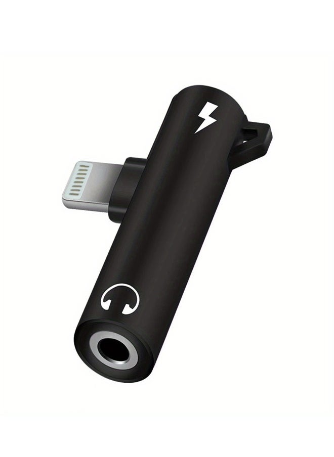 Generic - 2-in-1 Lightning port with Audio & Charging Adapter  Audio Connector Adapter -black - Image 1