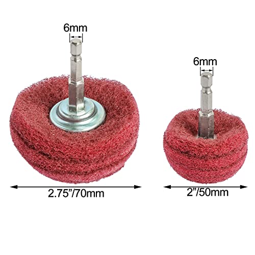 Hiqalty 6PCS Non Woven Abrasive Buffing Polishing Wheel Drill Attachment Set,Scouring Pads Power Scrubber Cleaning Kit, Power-Operated Abrasive Wheels（ Green red Gray 1/4” Shank - Image 4
