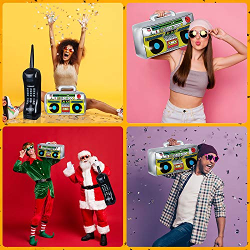 Gejoy 2 Pieces Inflatable Radio Boombox Inflatable Mobile Phone Props for 80s 90s Party Decorations Hip Hop Theme Birthdays Party Supplies - Image 4
