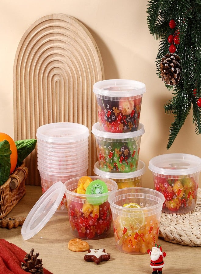 Vesici 50 Sets Christmas Food Storage Containers with Lid Plastic Containers 16 oz Holiday Lunch Box with Lids for Soup Ice Cream Freezer Food Box for Party Favors Xmas Gift - Image 5