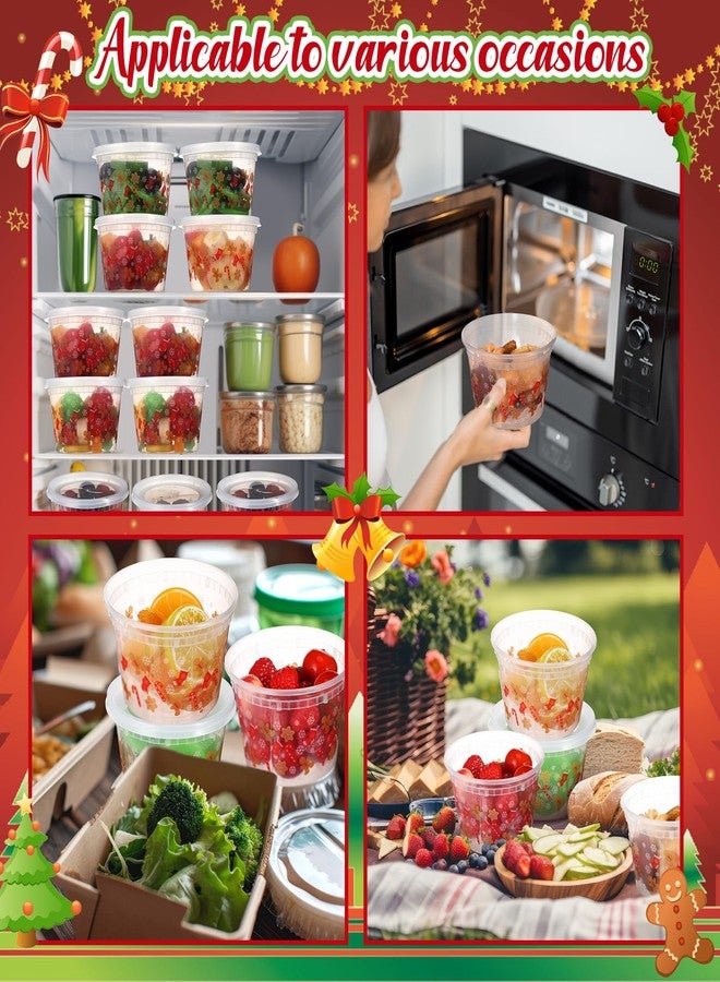 Vesici 50 Sets Christmas Food Storage Containers with Lid Plastic Containers 16 oz Holiday Lunch Box with Lids for Soup Ice Cream Freezer Food Box for Party Favors Xmas Gift - Image 3