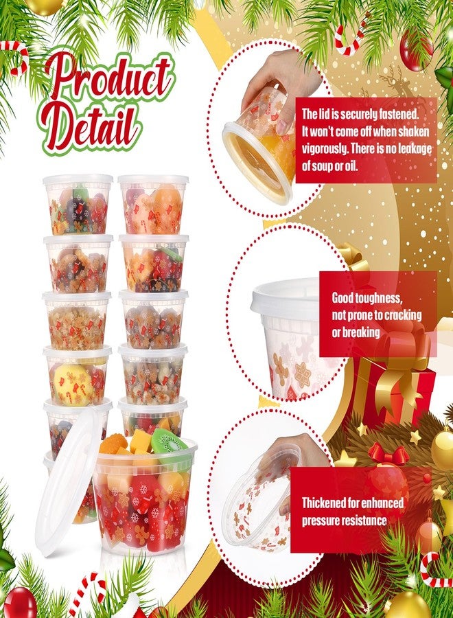 Vesici 50 Sets Christmas Food Storage Containers with Lid Plastic Containers 16 oz Holiday Lunch Box with Lids for Soup Ice Cream Freezer Food Box for Party Favors Xmas Gift - Image 4