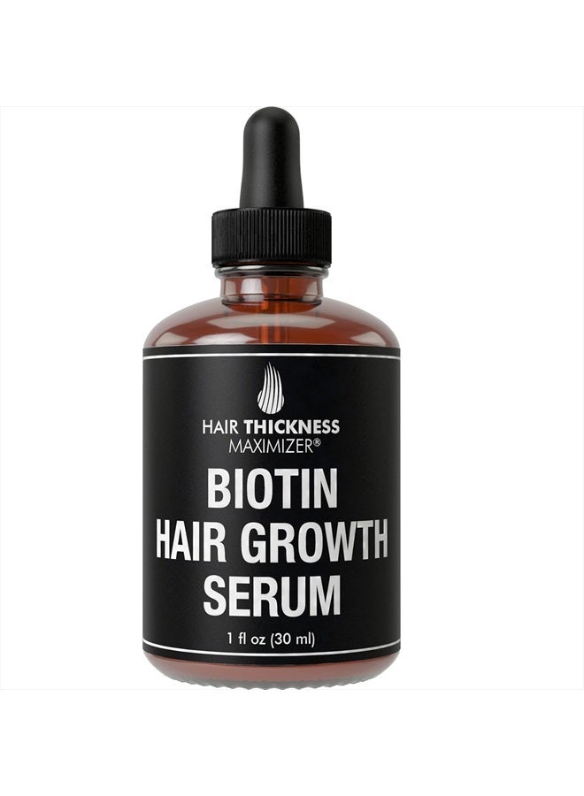HAIR THICKNESS MAXIMIZER Biotin Hair Growth Serum For Hair Thickening + Moisturizing. Vegan Hair Growth Oil Scalp Treatment For Women, Men with Dry, Frizzy, Weak Hair and Hair Loss. With Ginger + Rosemary. Unscented 1oz - Image 1