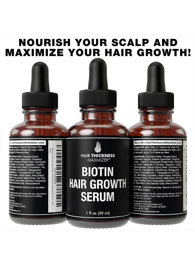 HAIR THICKNESS MAXIMIZER Biotin Hair Growth Serum For Hair Thickening + Moisturizing. Vegan Hair Growth Oil Scalp Treatment For Women, Men with Dry, Frizzy, Weak Hair and Hair Loss. With Ginger + Rosemary. Unscented 1oz - Image 2