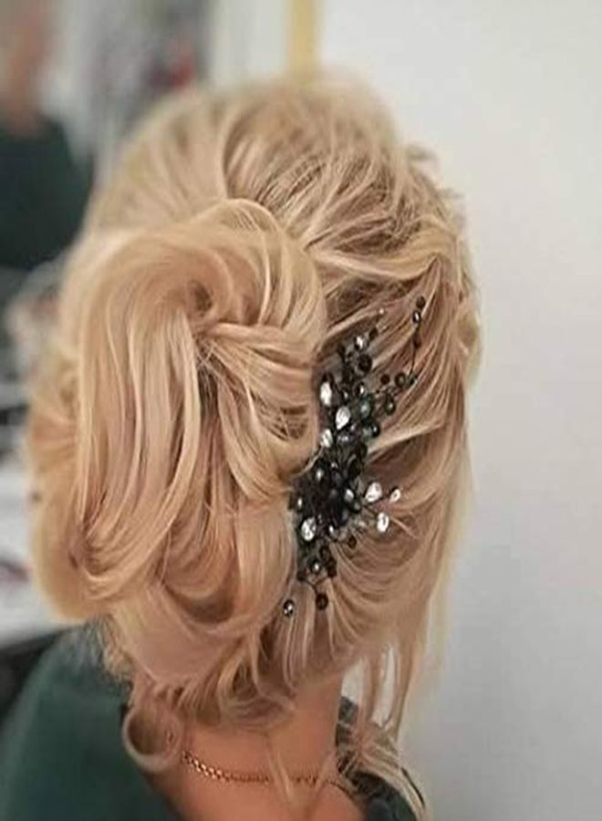 Unicra Bride Wedding Black Hair Pins Bridal Crystal Hair Piece Hair Accessories For Women And Girls (Pack Of 2) - Image 2