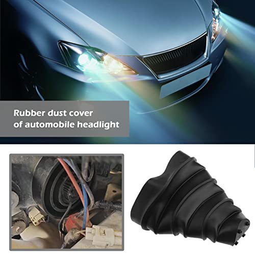 Micro Traders 2PCS Car LED Headlight Dust Covers 45-90mm Rubber Seal Waterproof Dustproof Headlamp Cap Car Headlight Housing Shell Cap Black - Image 2