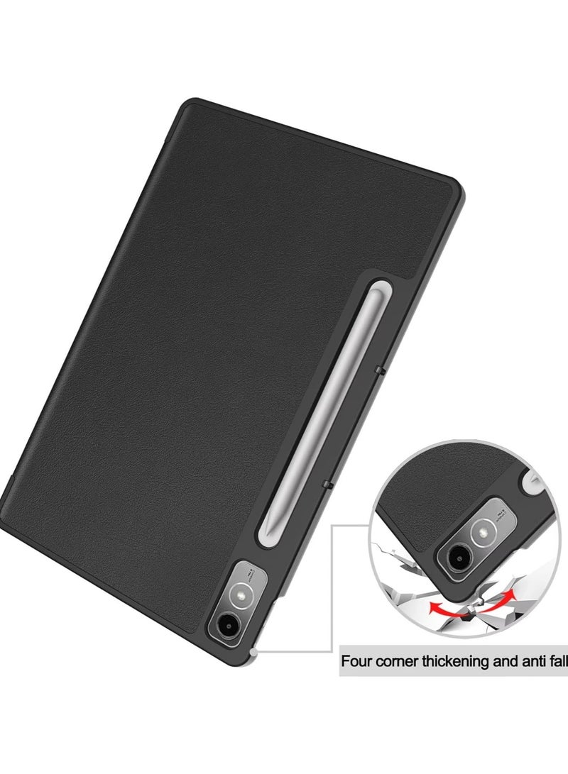 VKL Compatible with Lenovo Tab P12 12.7 (2023) Inch Cover Folio Ultra-thin Smart Leather Lightweight Hard Shell, Designed To Protect The Stand and Resist Drops for Tab P12 (Black) - Image 5