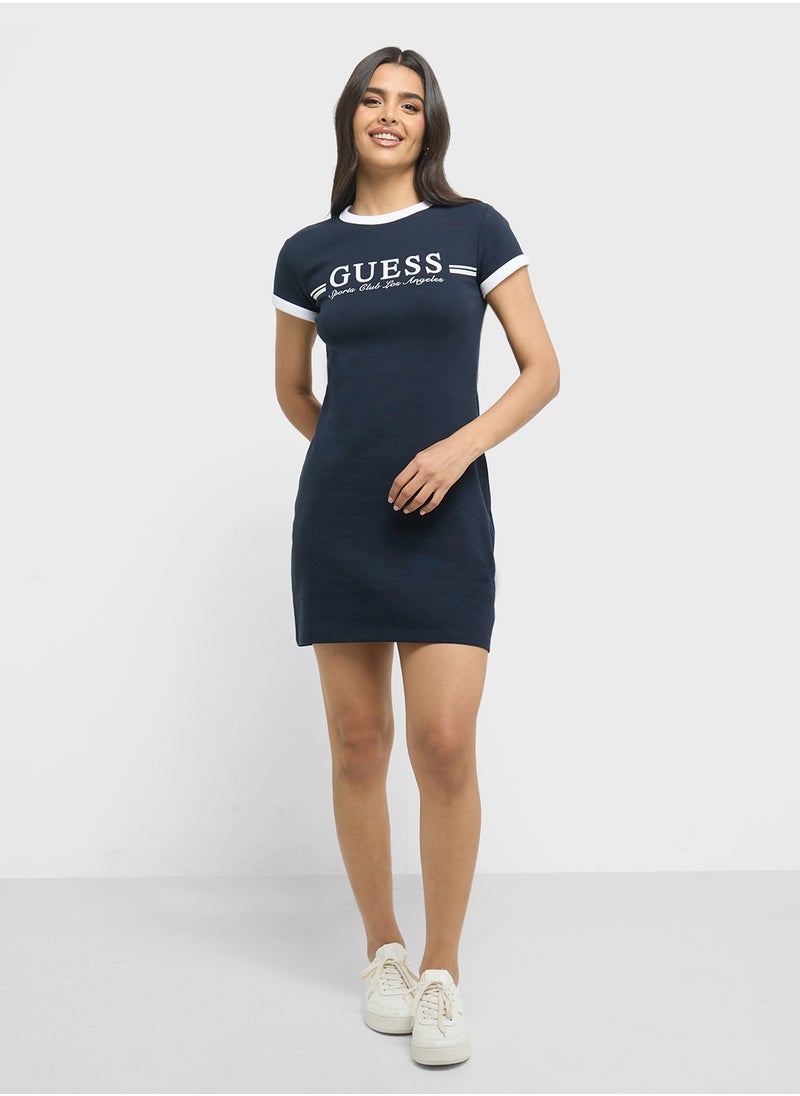GUESS Logo Crew Neck Bodycon Dress  - Image 4