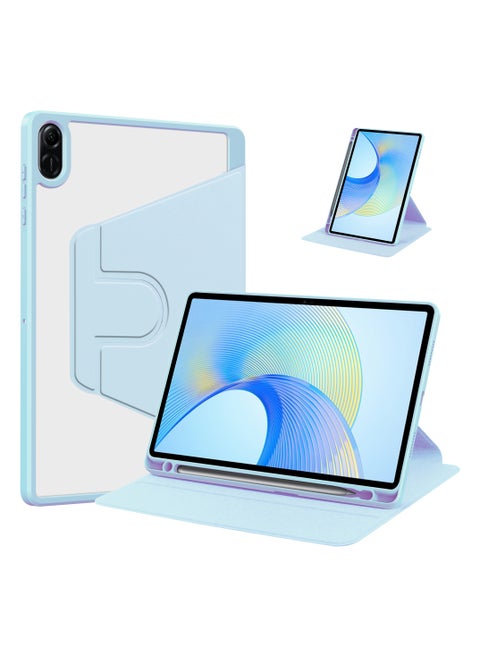 حقيبة دوارة متوافقة مع Honor Pad X8A ، غطاء حامل دوار 360 درجة ، غطاء قابل للعرض متعدد الزوايا مع حامل قلم رصاص أزرق