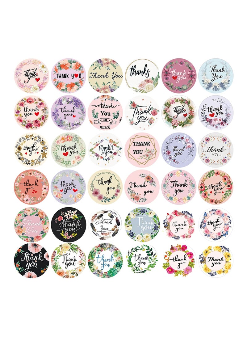 KASTWAVE Thank You Stickers in 36 Designs, 2500 Pcs 1 Inch Thank You Stickers Labels for Envelopes, Bubble Mailers and Gift Bags Packaging for Small Business (Floral Style) - Image 1