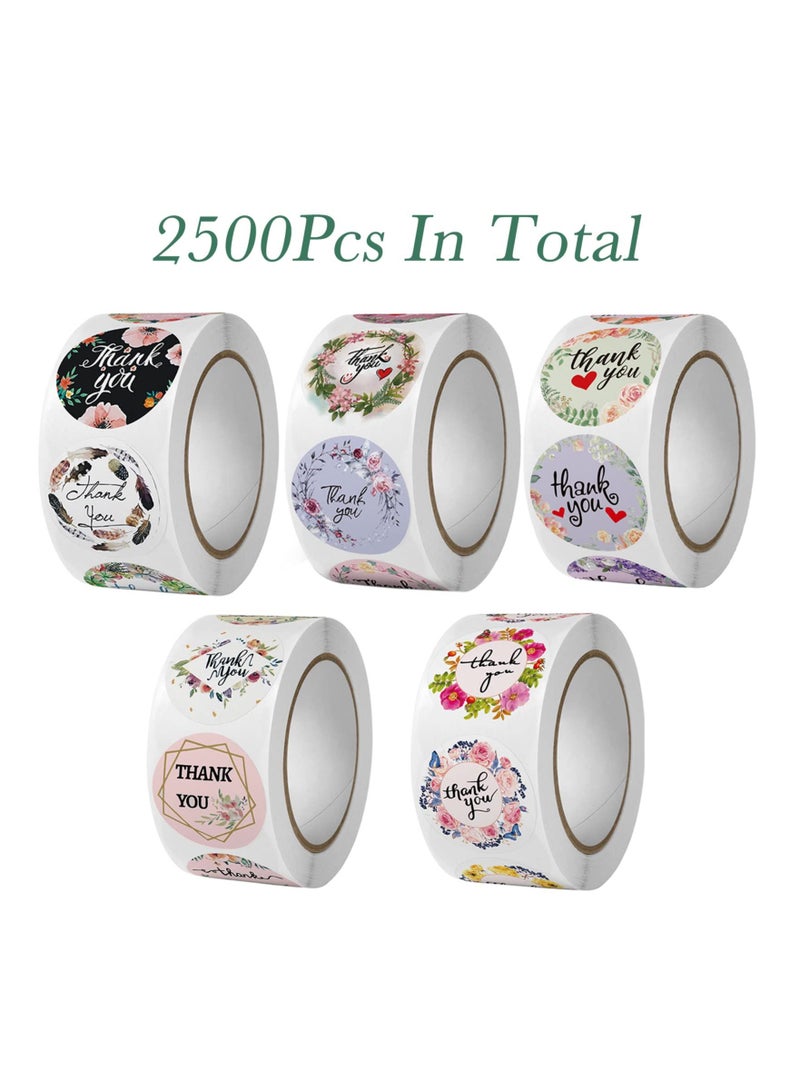 KASTWAVE Thank You Stickers in 36 Designs, 2500 Pcs 1 Inch Thank You Stickers Labels for Envelopes, Bubble Mailers and Gift Bags Packaging for Small Business (Floral Style) - Image 2