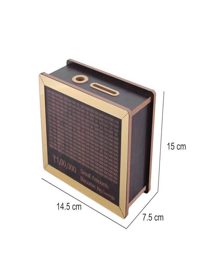 SAPRA Wooden Coin Piggy Bank for Kids & Adults – 1 Lakh Saving Box, Fun Money Saving Goal, Durable Organic Wooden Design for Home & Office - Image 3
