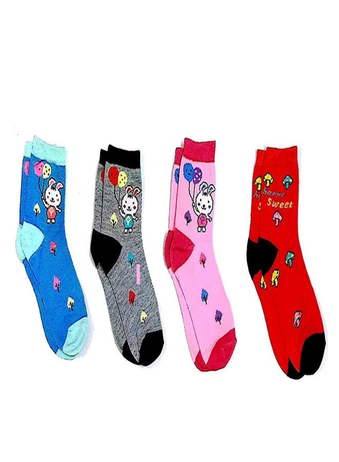 Ghelonadi Unisex 8-12 Years Boys And Girls Cotton Ankle Length Socks Winter Warm Colorful Multi-Printed Random Color 5 Pair, Assorted - Image 2