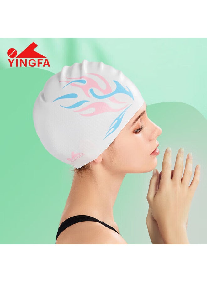 Yingfa Swimming Cap, Long Hair Silicone, Uni, Inner Granular Hair Protection, Ear Protection, Waterproof, Non-slip, Comfortable Swimming Cap, White - Image 1
