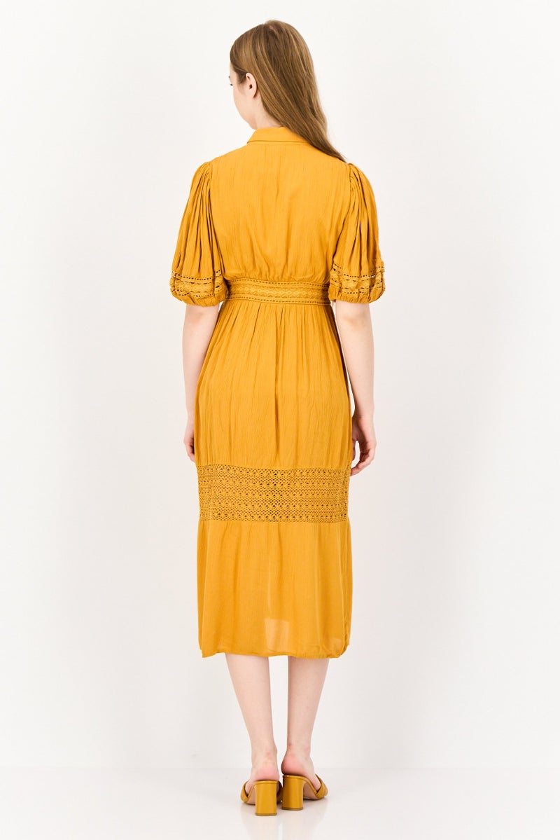 ONLY Women Textured Mini Dress, Mustard - Image 4