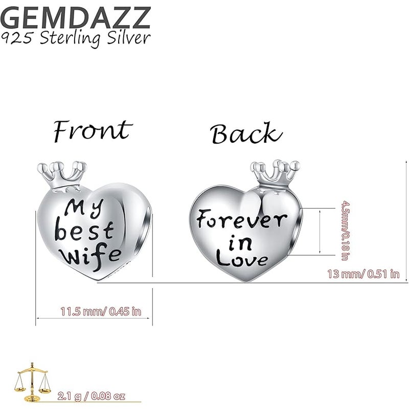 GEMDAZZ 925 Sterling Silver Valentines Day Charms Heart Charms, I Love You to The Moon and Back Pendant, Cupid Arrow and 4 Leaf Clover Beads fit European Bracelets, Gift for Lover/Wife/Girls - Image 2