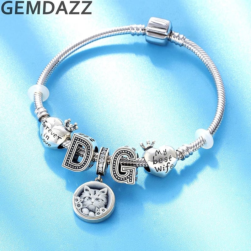GEMDAZZ 925 Sterling Silver Valentines Day Charms Heart Charms, I Love You to The Moon and Back Pendant, Cupid Arrow and 4 Leaf Clover Beads fit European Bracelets, Gift for Lover/Wife/Girls - Image 4