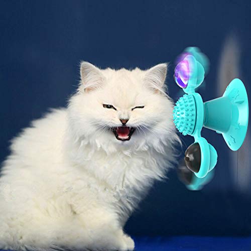 GBSYU Interactive Windmill Cat Toys with Catnip Cat Toys for Indoor Cats Funny Kitten Toys with LED Light Ball Suction CupCat Nip Toy for Cat chew Exercise Blue - Image 1