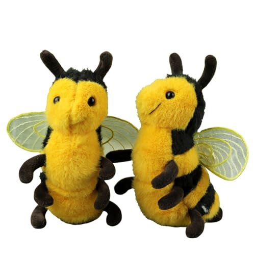 AngelGift 2PCS Cute Big Soft Plush Realistic Honey Bee Stuffed Animals Toy Doll 6 Bumblebee Plushie Toys Best Birthday Christmas Anniversary Fiesta Party Classroom Prizes Gifts for Children Kids Baby Toys - Image 1