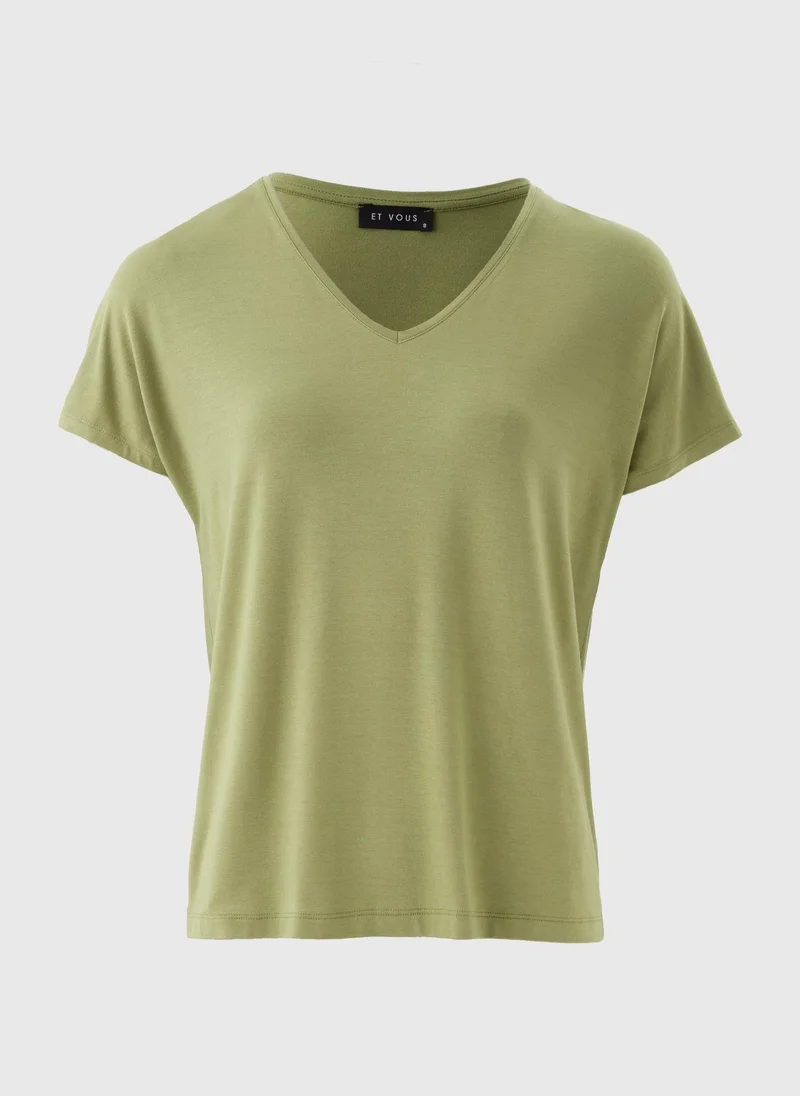 Matalan Et Vous Khaki V-Neck Top