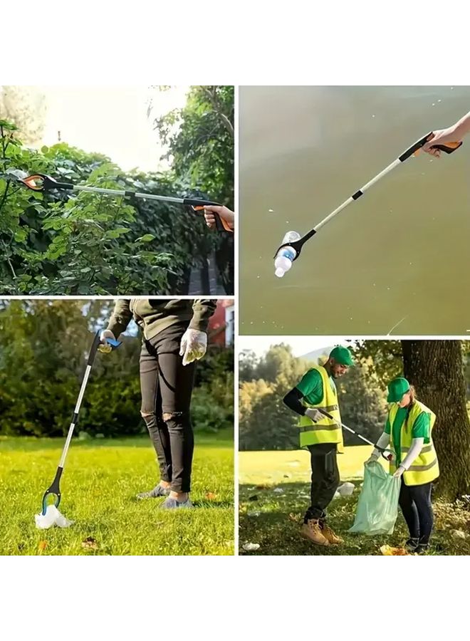 Blue Foldable 33 Inch Garbage Picker With 360 Rotating Jaws For Easy Trash Collection - Image 1