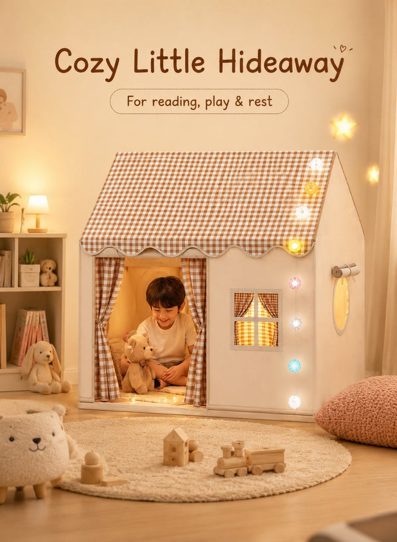 Silkja Kids Play Tent House Indoor Outdoor, Large Kids Tent Princess Castle Playhouse Tent with LED Lights Curtains, Large Kids Play Tent, Indoor & Outdoor with Birthday Lights | Foldable Children's Play Tent, 120 x 100 x 130 cm, Waterproof Playhouse for Toddlers Bedroom Style Easy Assembly & Gift for Girls Boys - Image 4