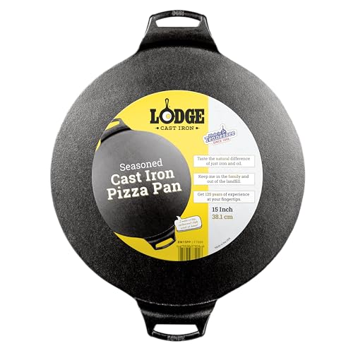Lodge BW15PP 15 Inch Seasoned Cast Iron Pizza Pan, Black - Image 1